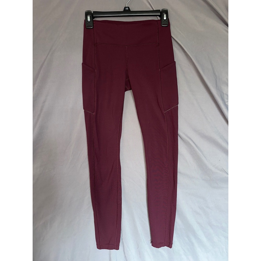 Lululemon Speed Up Tight Burgundy Running Leggings Pockets Size 4 Maroon - Picture 1 of 6